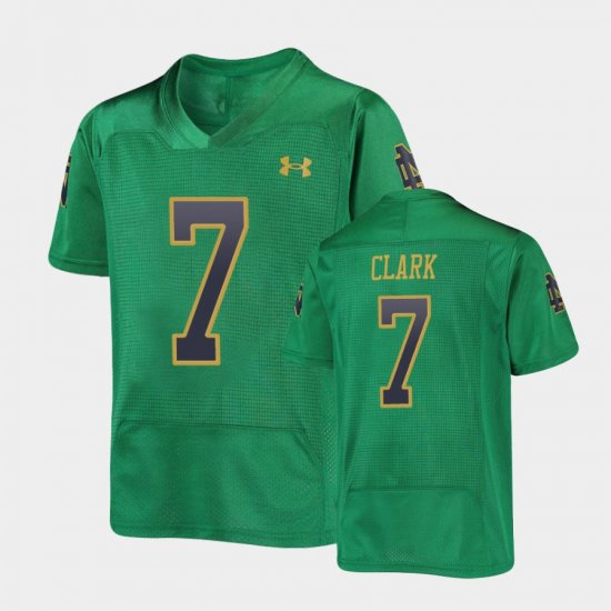 #7 Brendon Clark Replica University of Notre Dame Under Armour Football Youth Green Jersey 425498-480