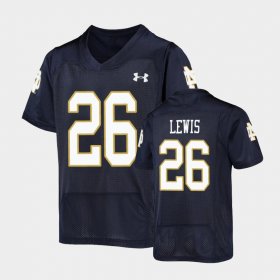 #26 Clarence Lewis Replica Notre Dame Fighting Irish Under Armour Football Youth Navy Jersey 183354-507