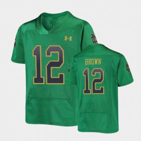 #12 DJ Brown Replica UND Under Armour Football Youth Green Jersey 328270-330