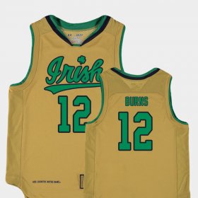 #12 Elijah Burns Replica Notre Dame Fighting Irish College Basketball Special Games Youth Gold Jersey 193227-274