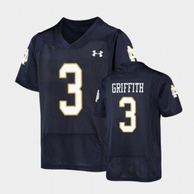 #3 Houston Griffith Replica Notre Dame Fighting Irish Under Armour Football Youth Navy Jersey 586724-391