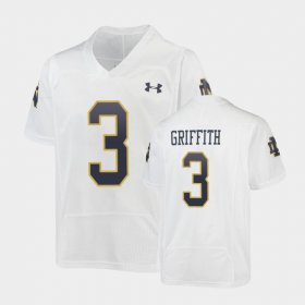 #3 Houston Griffith Replica Irish Under Armour Football Youth White Jersey 661265-247