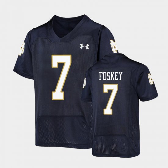 #7 Isaiah Foskey Replica Notre Dame Fighting Irish Under Armour Football Youth Navy Jersey 318269-166