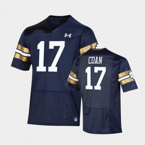 #17 Jack Coan 2021 Shamrock Series University of Notre Dame Replica Game Youth Navy Jersey 601885-802