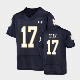 #17 Jack Coan Replica Notre Dame Fighting Irish Under Armour Football Youth Navy Jersey 578445-473