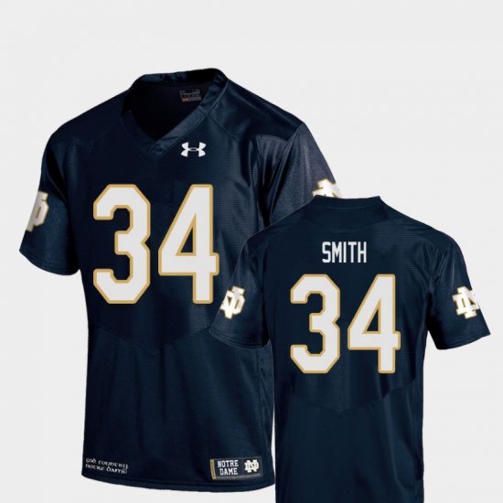 #34 Jahmir Smith College Football Notre Dame Replica Youth Navy Jersey 810132-712