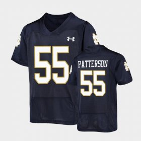 #55 Jarrett Patterson Replica Irish Under Armour Football Youth Navy Jersey 501578-468
