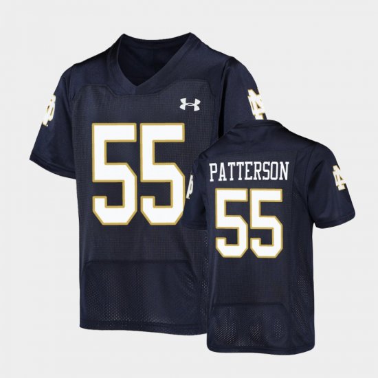 #55 Jarrett Patterson Replica Irish Under Armour Football Youth Navy Jersey 501578-468