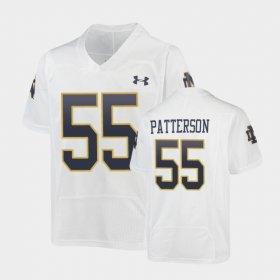 #55 Jarrett Patterson Replica Notre Dame Under Armour Football Youth White Jersey 576679-273