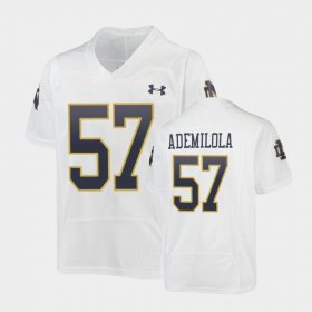 #57 Jayson Ademilola Replica UND Under Armour Football Youth White Jersey 921380-436