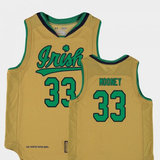 #33 John Mooney Replica Fighting Irish College Basketball Special Games Youth Gold Jersey 877666-720