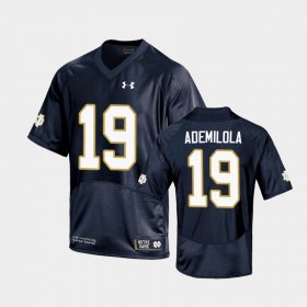 #19 Justin Ademilola Replica University of Notre Dame Youth Navy Jersey 537877-664