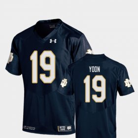 #19 Justin Yoon College Football Irish Replica Youth Navy Jersey 864452-195