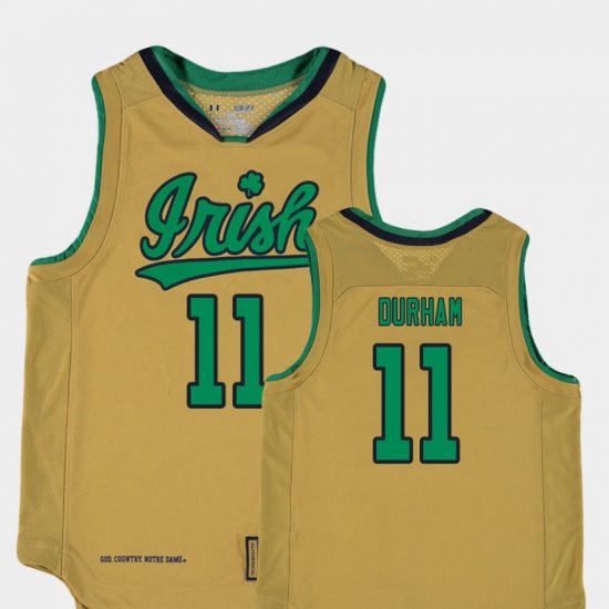 #11 Juwan Durham Replica Fighting Irish College Basketball Special Games Youth Gold Jersey 932427-485
