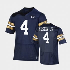 #4 Kevin Austin Jr 2021 Shamrock Series University of Notre Dame Replica Game Youth Navy Jersey 610402-813