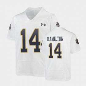 #14 Kyle Hamilton Replica Irish Under Armour Football Youth White Jersey 169929-694