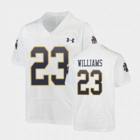 #23 Kyren Williams Replica UND Under Armour Football Youth White Jersey 983667-939