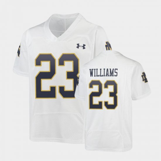 #23 Kyren Williams Replica UND Under Armour Football Youth White Jersey 983667-939