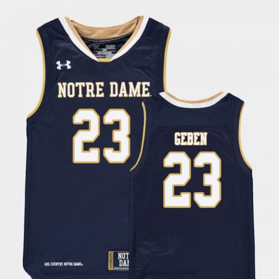 #23 Martinas Geben Replica Notre Dame College Basketball Youth Navy Jersey 961786-483