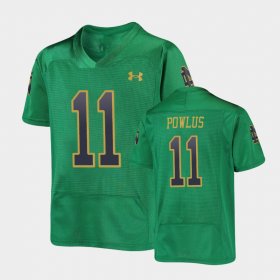 #11 Ron Powlus III Replica Fighting Irish Under Armour Football Youth Green Jersey 693672-901