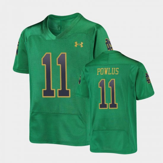 #11 Ron Powlus III Replica Fighting Irish Under Armour Football Youth Green Jersey 693672-901