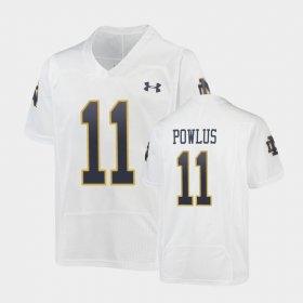 #11 Ron Powlus III Replica Irish Under Armour Football Youth White Jersey 832986-704