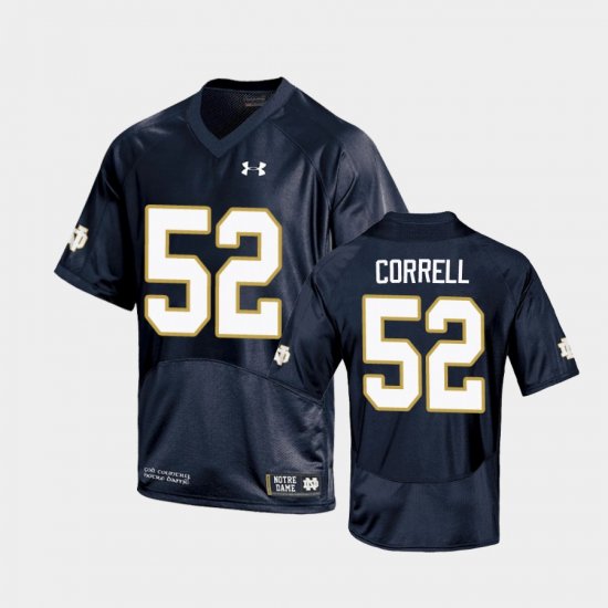 #52 Zeke Correll Replica Notre Dame Youth Navy Jersey 787080-651